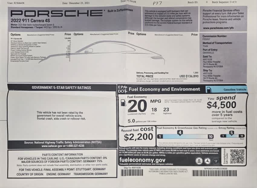 2022 Porsche 911 Carrera 4S Coupe