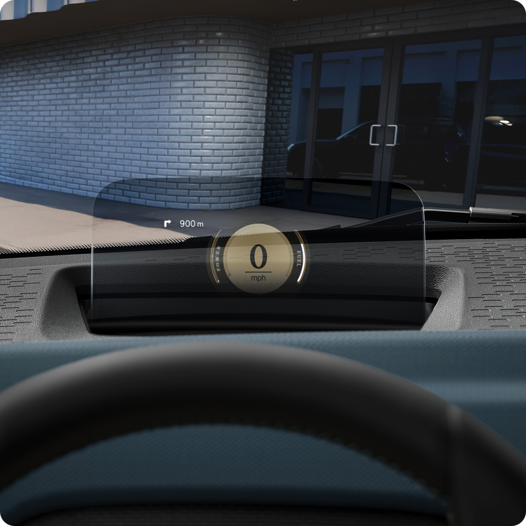 Close-up of MINI Head-Up Display.
