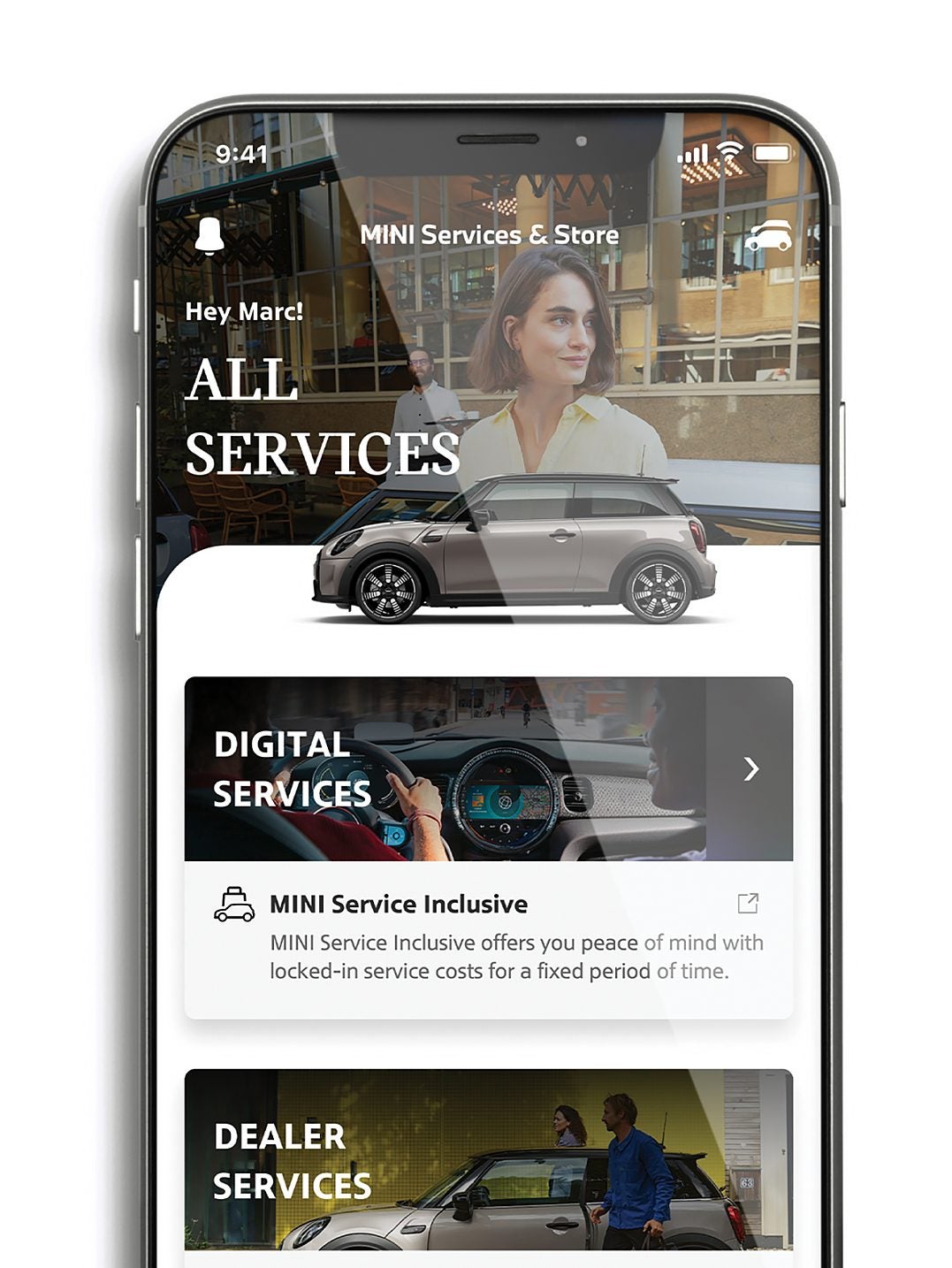 Smartphone with MINI App vehicle status information on its screen. | MINI of Edison in Edison NJ
