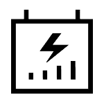 Black-and-white icon of an electric charging meter with a lightning bolt symbol on it.