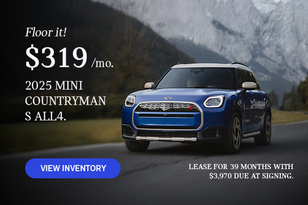 front view of blue countryman.