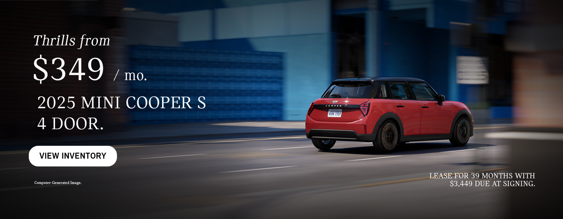 back view of red mini cooper.