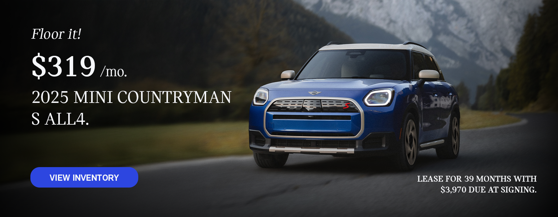 front view of blue countryman.